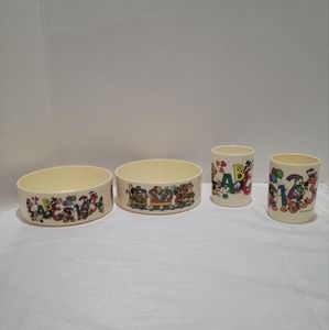 Vintage superseal walt disney abc123 locomotive train childrens cereal bowl cup